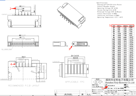 fpc1mm連接器規格書之接插件雙麵接臥式貼片[午夜福利在线播放]